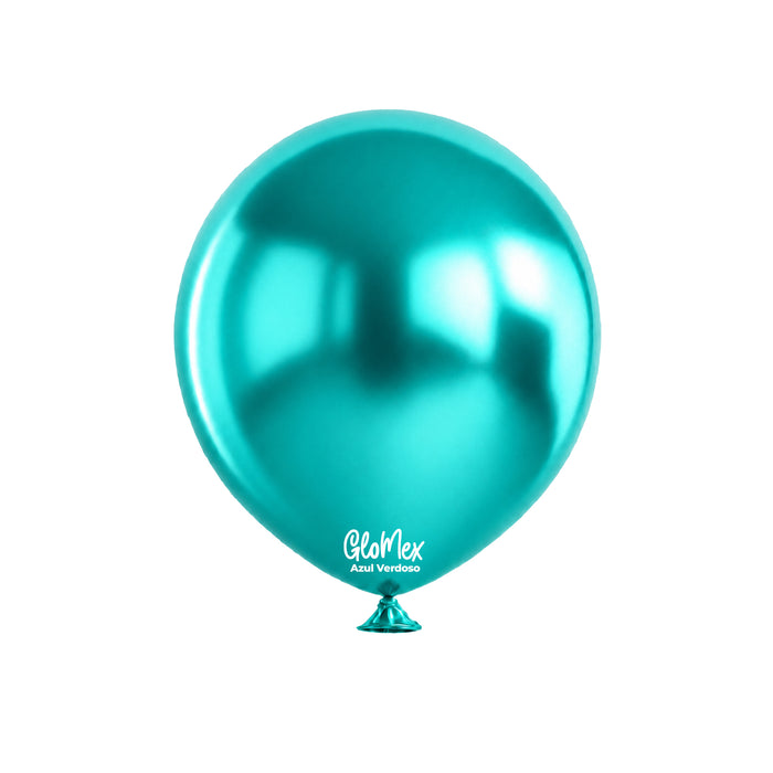 Globo Glomex Chrome Azul verdoso de 12 Pulgadas - 100 unidades