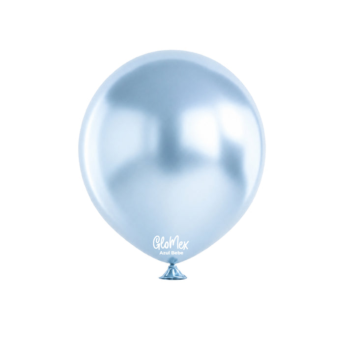 Globo Glomex Chrome Azul bebé de 18 Pulgadas - 25 unidades