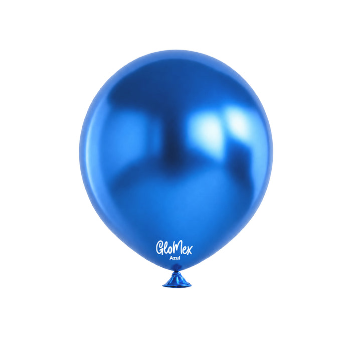 Globo Glomex Chrome Azul Chrome de 12 Pulgadas - 100 unidades