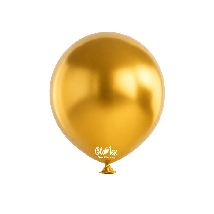 Globo Glomex Chrome Oro chrome  de 12 Pulgadas - 100 unidades