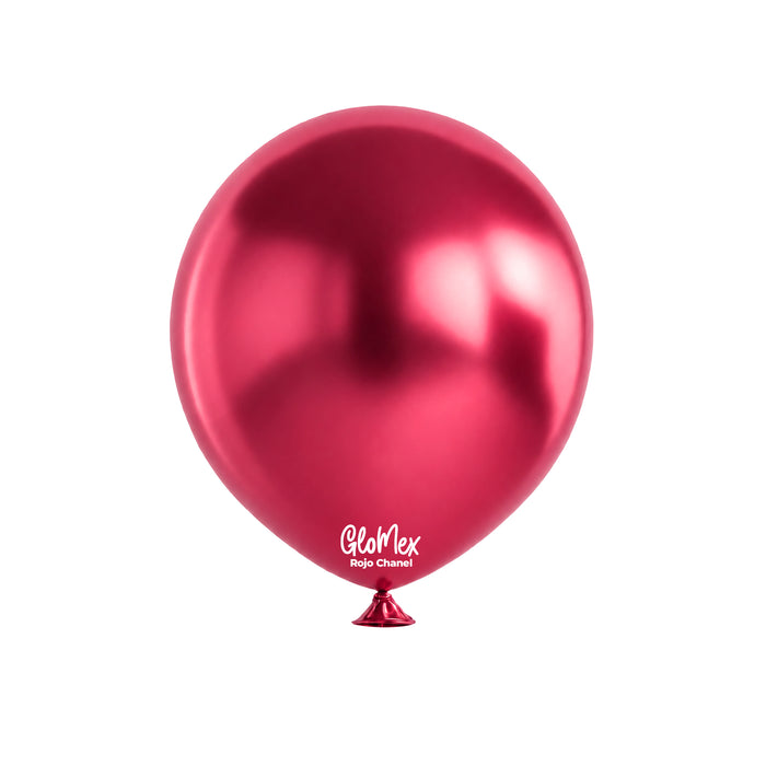 Globo Glomex Chrome Rojo chanel de 12 Pulgadas - 100 unidades