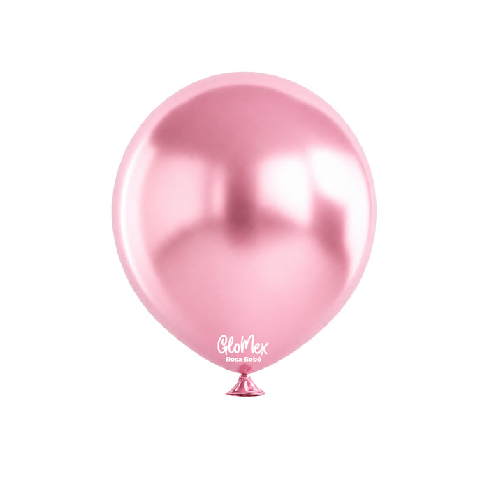Globo Glomex Chrome Rosa Bebé Chrome de 12 Pulgadas - 100 unidades