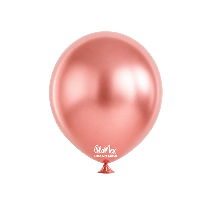 Globo Glomex Chrome Rosa oro suave de 10 Pulgadas - 100 unidades