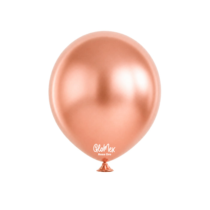 Globo Glomex Chrome Oro chrome  Rosa de 12 Pulgadas - 100 unidades