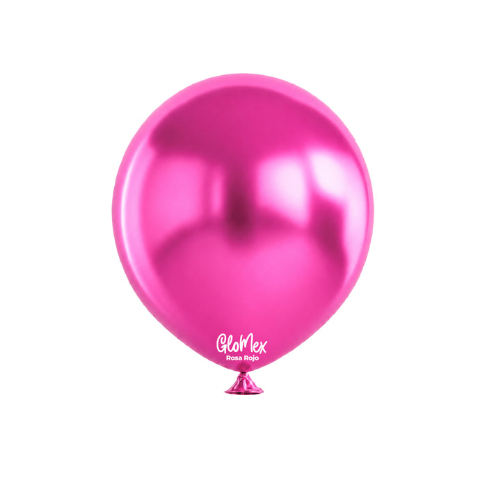 Globo Glomex Chrome Rosa rojo Chrome de 12 Pulgadas - 100 unidades