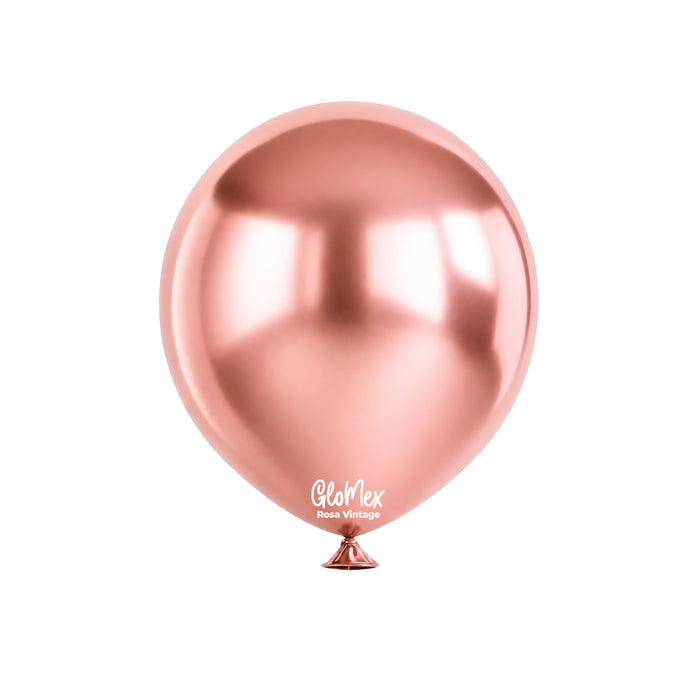 Globo Glomex Chrome Rosa Vintage de 12 Pulgadas - 100 unidades