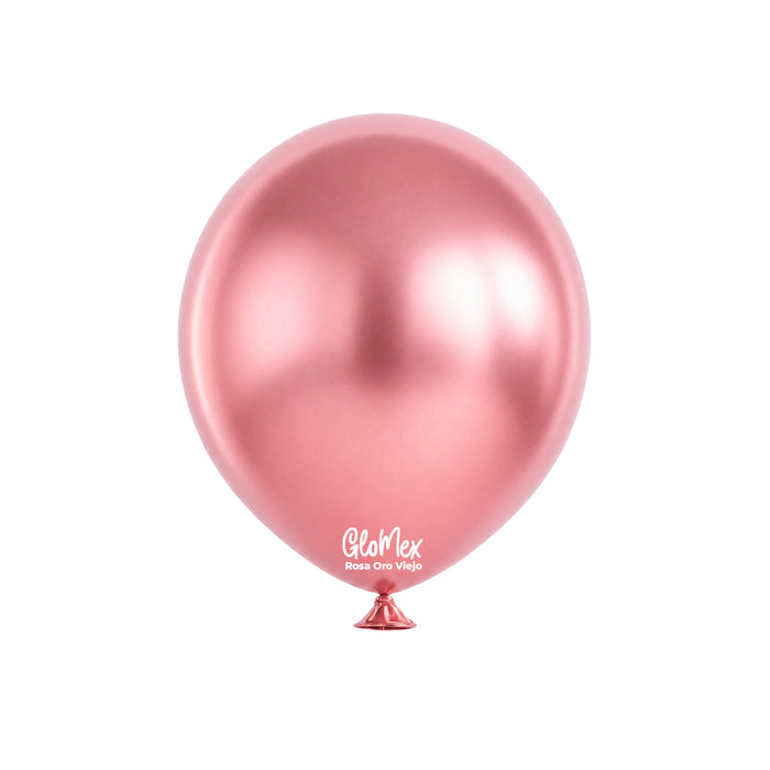Globo Glomex Chrome Rosa oro viejo Chrome de 12 Pulgadas - 100 unidades