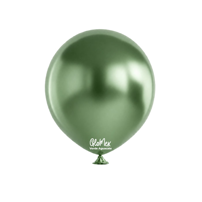 Globo Glomex Chrome Verde aguacate de 12 Pulgadas - 100 unidades