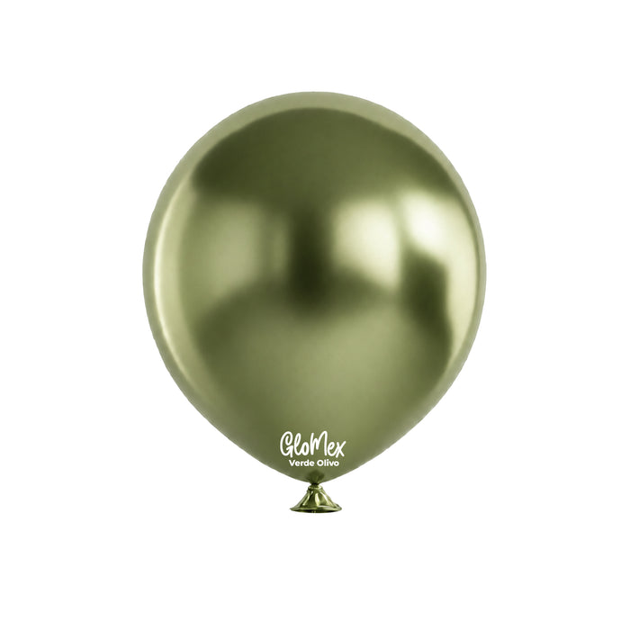 Globo Glomex Chrome Verde olivo de 12 Pulgadas - 100 unidades