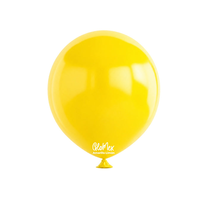 Globo Glomex Estándar Amarillo Limón de 12 Pulgadas - 100 unidades