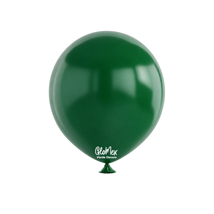 Globo Glomex Estándar Verde Oscuro de 12 Pulgadas - 100 unidades