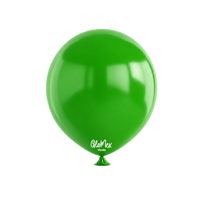 Globo Glomex Estándar Verde de 12 Pulgadas - 100 unidades