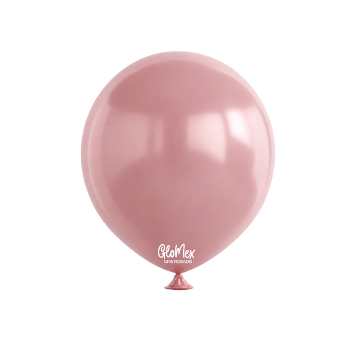 Globo Glomex Hazy Gris Rosado de 12 Pulgadas - 100 unidades