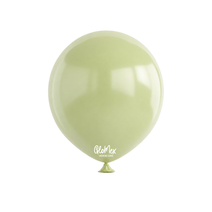 Globo Glomex Hazy Verde Gris de 12 Pulgadas - 100 unidades