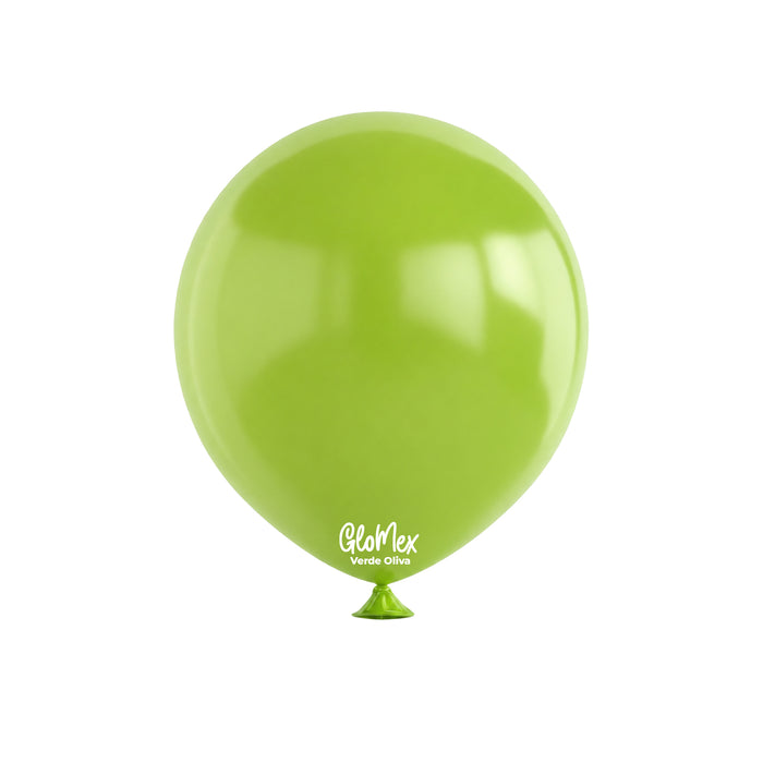 Globo Glomex Retro Verde Oliva de 12 Pulgadas - 100 unidades